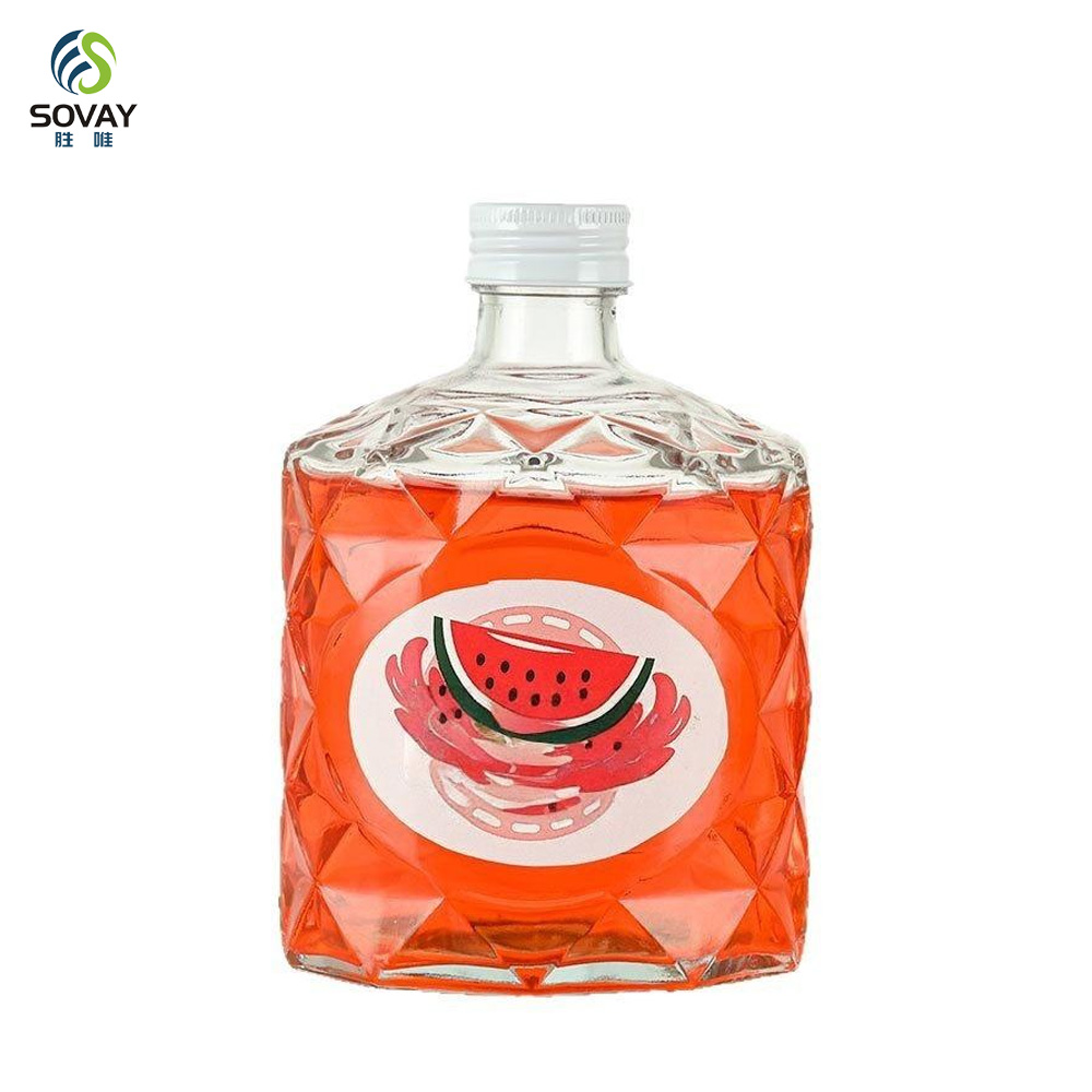 SW138N 50ml 100ml 200ml 250ml 350ml 500ml Empty Clear Fruit Juice Beverage Glassware Portable Wine Spirit Liquor Glass Bottle with Aluminum Cap