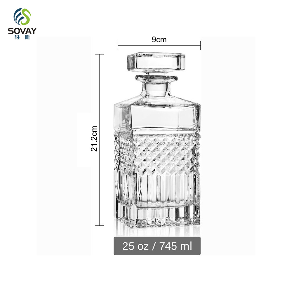 SW145N Wholesale 750ml Whiskey Decanter Crystal Lead Free Glass Whiskey Decanter with Round Glass Stopper