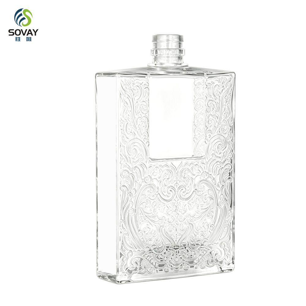 SW160 Wholesale Brandy Sake Whisky Rum Clear 500ml Square Empty Glass Liquor Wine Vodka Spirit Bottle with Cork Lid