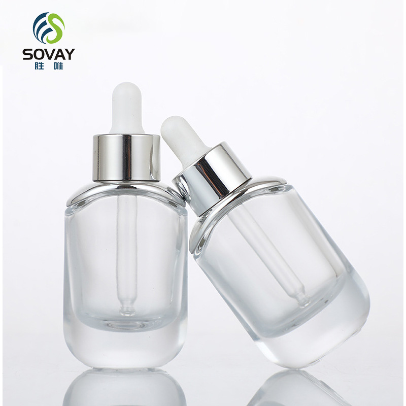 SE45N Luxury 30 Ml Thick Bottom Customized 15ml 30ml 50ml Oval Glass Dropper Bottle Serum Essential Oil Perfume Glass Cosmetic Bottle