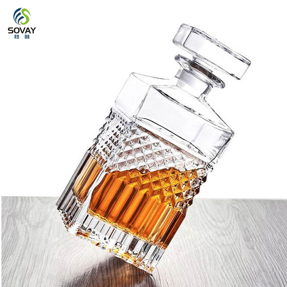 SW145N Wholesale 750ml Whiskey Decanter Crystal Lead Free Glass Whiskey Decanter with Round Glass Stopper