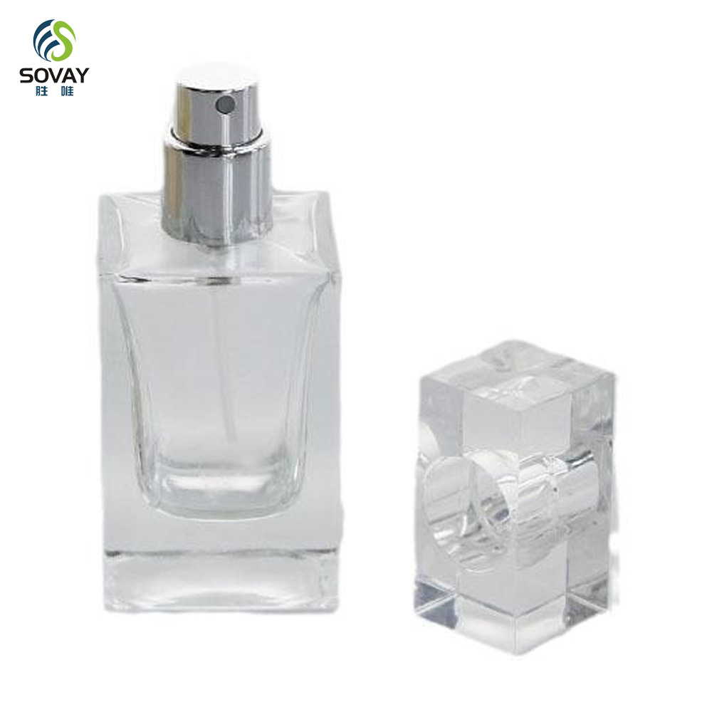 SP41 High Quality Wood Cover Emtpy Glass Perfume Bottle Wholesale 30ml 50ml 100ml Clear Glass Perfume Spray Bottle Wood Lid