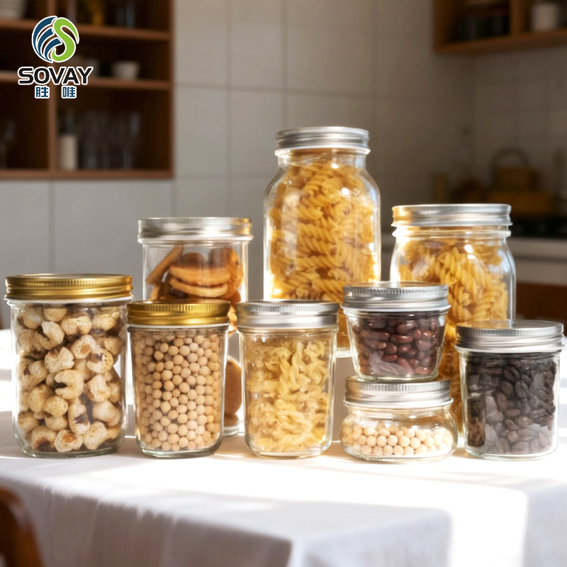 SG16 Wholesale Empty 100ml to 1000ml Wide Mouth Honey Jam Storage Glass Jar Pickle Food with Screw Cap