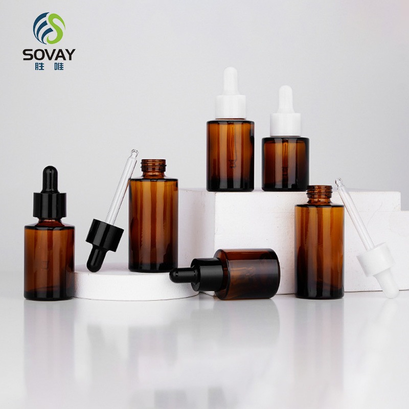 SE08 20ml 30ml 40ml 50ml 60ml 80ml 100ml Wholesale Brown Round Hand Body Amber Glass Lotion Bottle with Pump Spray