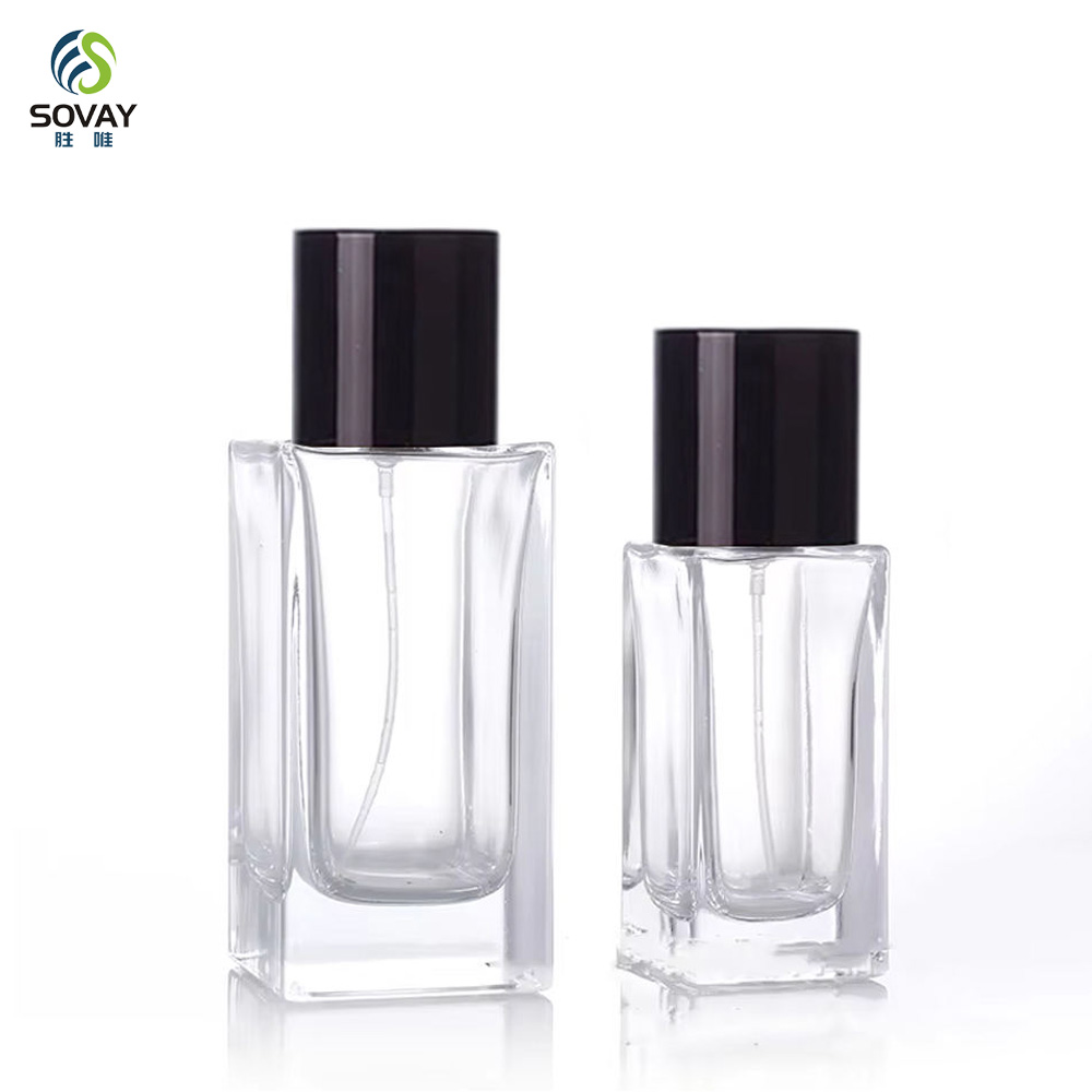 SP41 High Quality Wood Cover Emtpy Glass Perfume Bottle Wholesale 30ml 50ml 100ml Clear Glass Perfume Spray Bottle Wood Lid