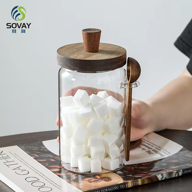 SG37N 400ml 600ml 900ml Modern Glass Sealed Storage Jar for Coffee Tea Kitchen Multigrain Snacks Condiments Cover Parties Customizable