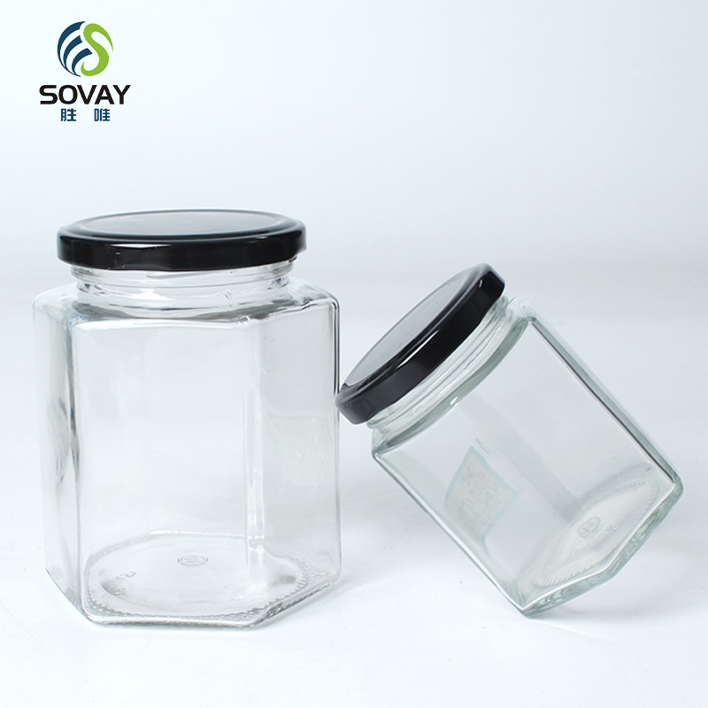 SG17 Sample Provided 45ml 100ml 180ml 280ml 380ml 500ml 730ml Hexagonal Honey Glass Jar Jam Jar with Lid
