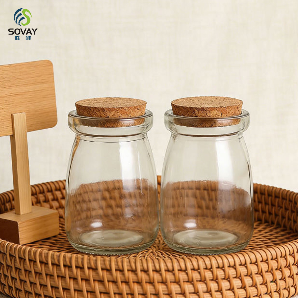 SG64N Empty Yogurt Container Glass Cookie 100ml 150ml Pudding Packaging Coconut Pudding Cream for Curling Hair Pudding Jar 200 Ml
