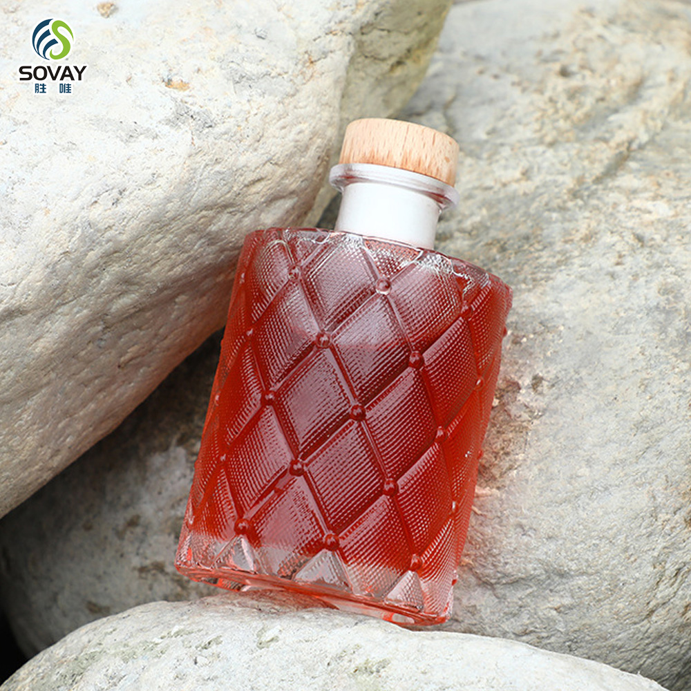 SW147N 200ml Clear Cylinder Reed Diffuser Glass Bottle with Cork-Sealed Empty Essential Oil Diffuser for Liquid Soap