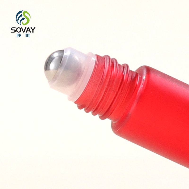 SE52N Frosted Colored Glass Roll Perfume Bottles 10ml Empty Stainless Steel Roller for Essential Oil Bottle Plastic Screen Printing