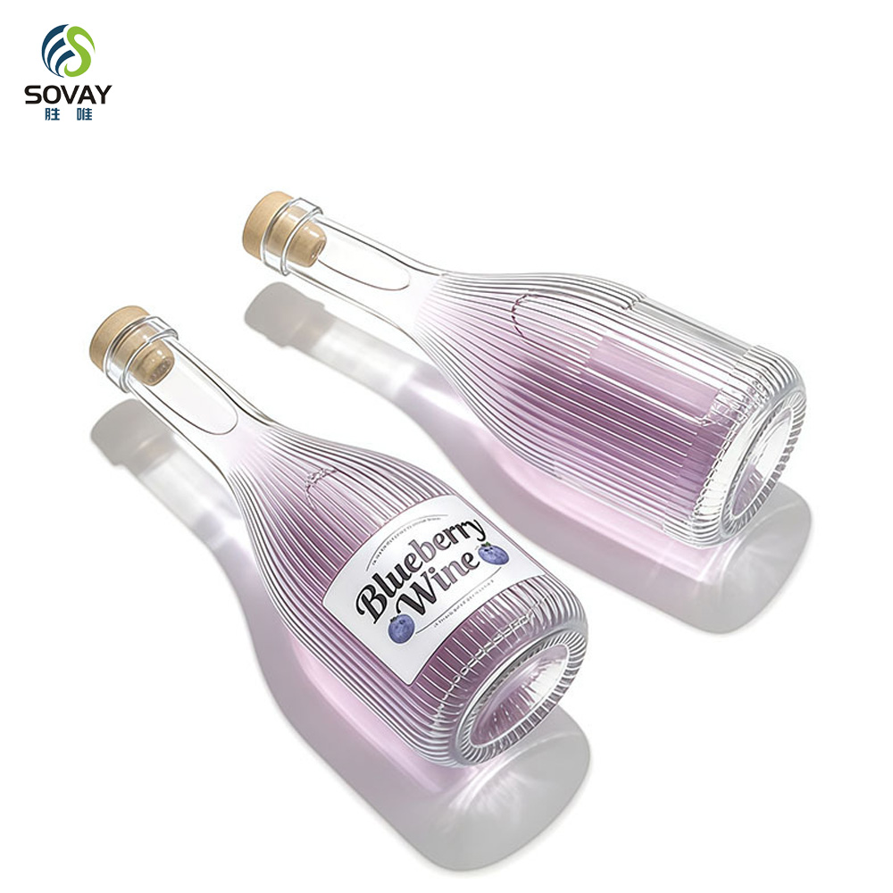 SW137 Factory Direct New Exquisite Craft Crystal Stripes Carved Window Sealing Red Wine Wine Bottles Glass Bottles