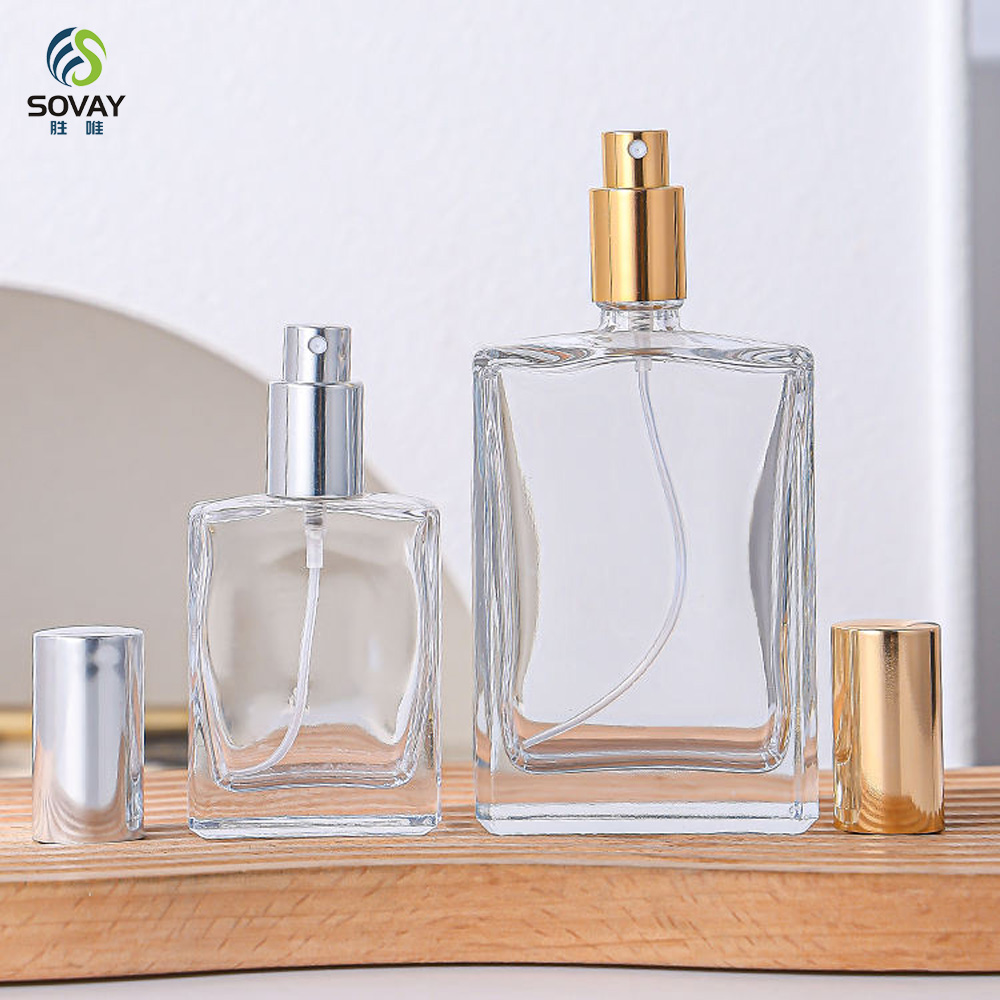SP33N Square 30ml 50ml 100ml Luxury Empty Glass Spray Perfume Bottles Packaging Glass Bottle