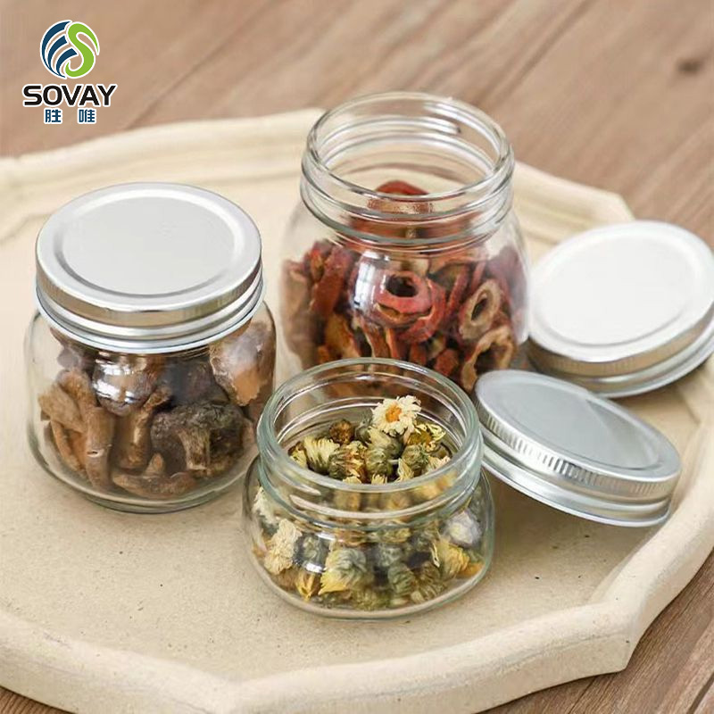 SG61N Wholesale 150ml 250ml 380ml 500ml 750ml 1000ml Food Safe Empty Glass Mason Jar Wide Mouth Jar with Lids