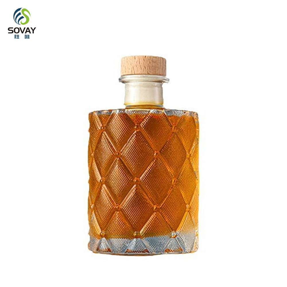 SW147N 200ml Clear Cylinder Reed Diffuser Glass Bottle with Cork-Sealed Empty Essential Oil Diffuser for Liquid Soap