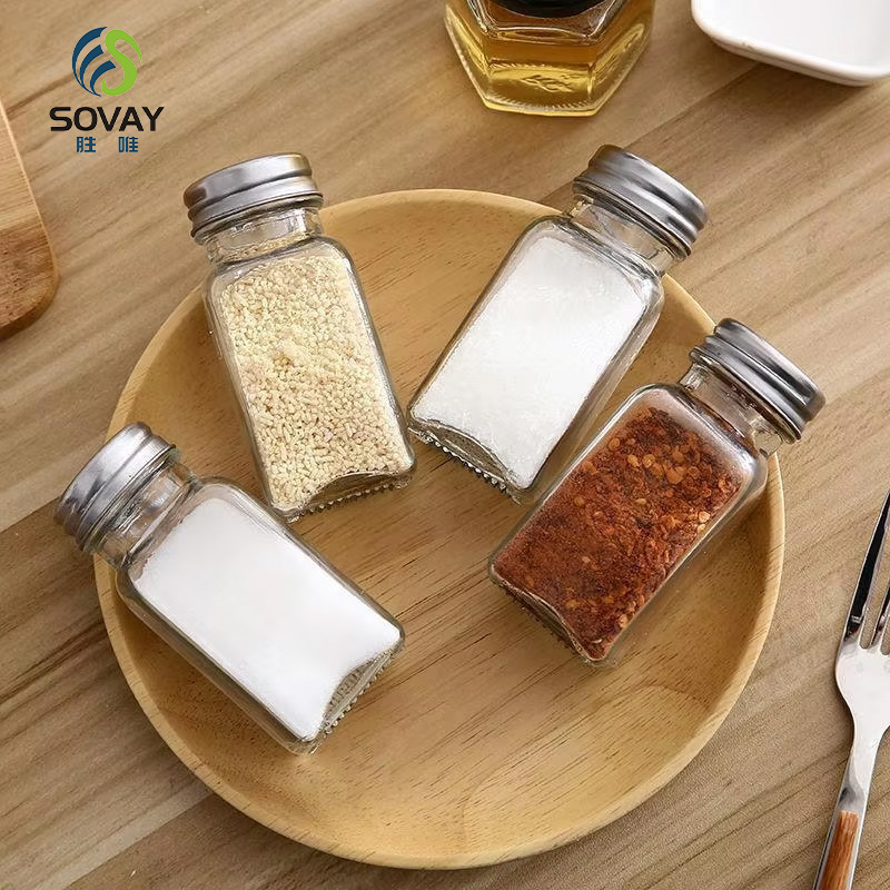 SG47N Wholesale 100ml 120ml 180ml 250ml Kitchen Seasoning Glass Bottles Steel-Lid Food Storage Jars for BBQ Chili Salt Camping & Pot Use Leak-Proof