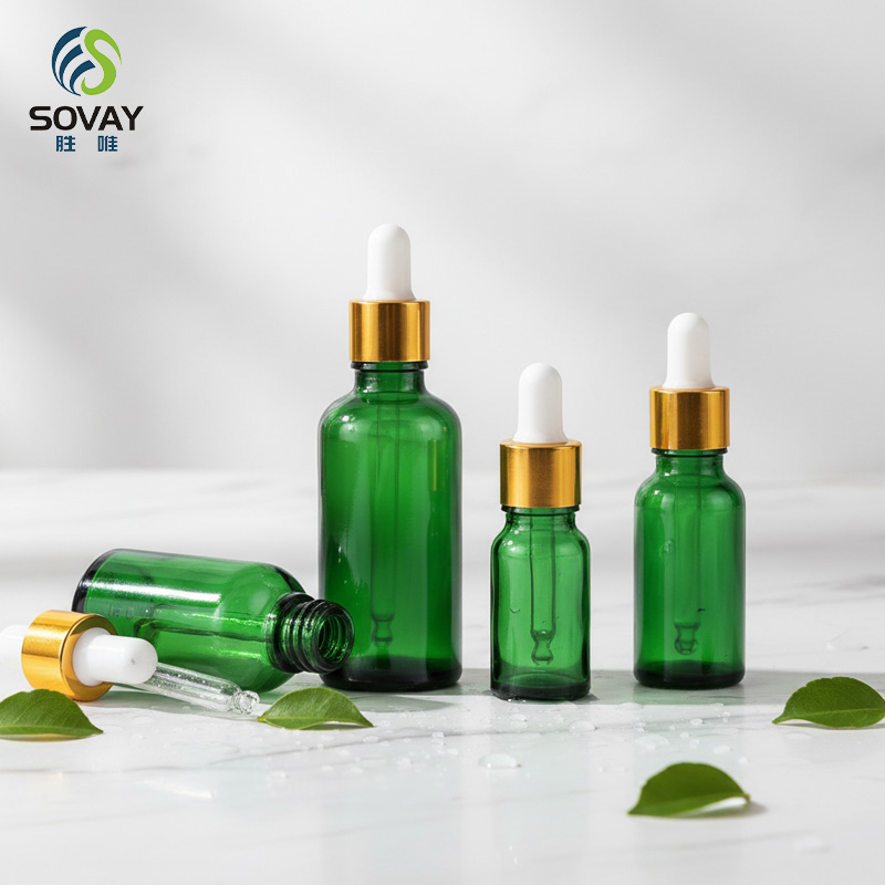 SE49 Wholesale 5ml 10ml 15ml 20ml 30ml 50ml 100ml Green Serum Essential Oil Glass Dropper Bottles