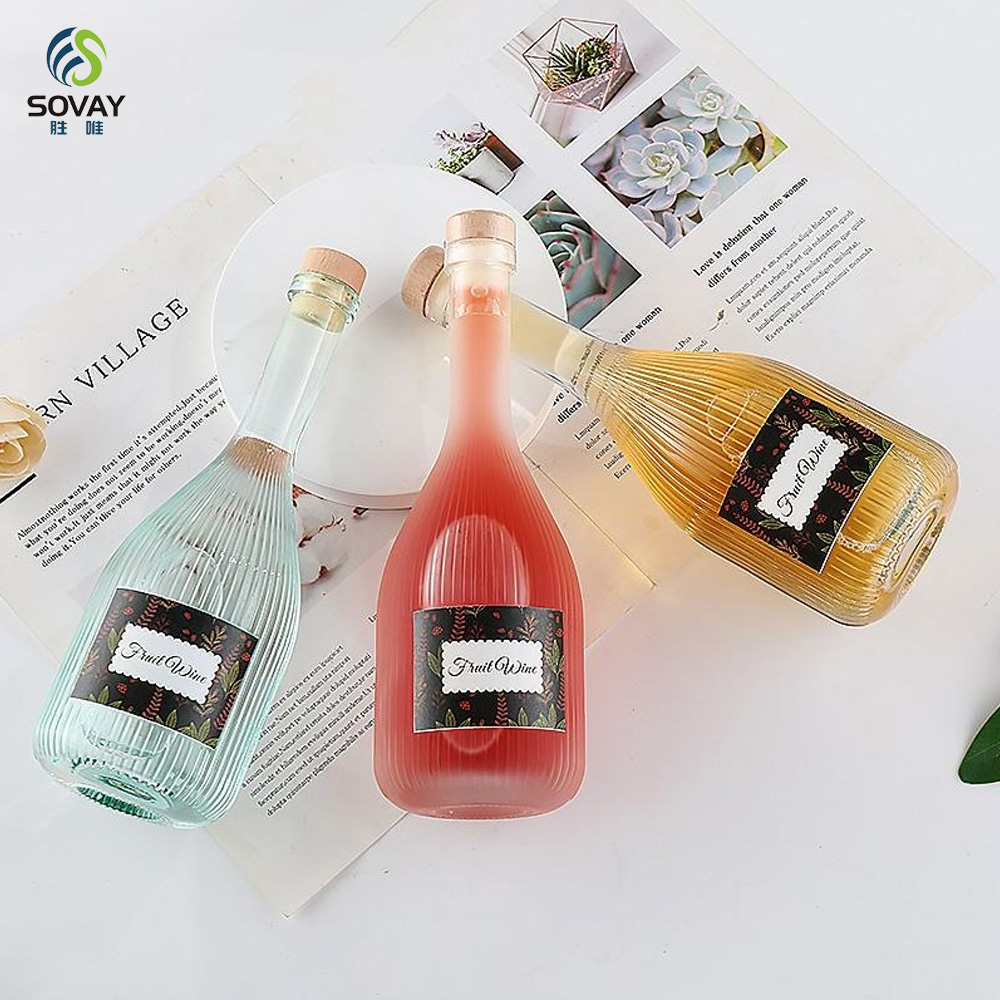 SW137 Factory Direct New Exquisite Craft Crystal Stripes Carved Window Sealing Red Wine Wine Bottles Glass Bottles