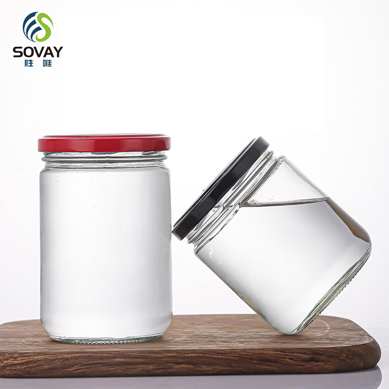 SG45 150ml 195ml 240ml 260ml 280ml 350ml 450ml 480ml 500ml 750ml 1000ml Spice Honey Jam Food Storage Recoverable Round Glass Jars with Lid