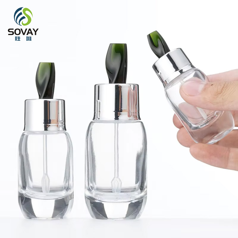 SE44 Famous Brand Premium Customizable 15ml 30ml 50ml Clear Green Glass Designs Bottles with Stirring Stick for Skin Care Serum Cream