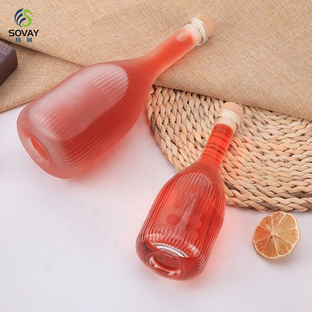 SW137 Factory Direct New Exquisite Craft Crystal Stripes Carved Window Sealing Red Wine Wine Bottles Glass Bottles
