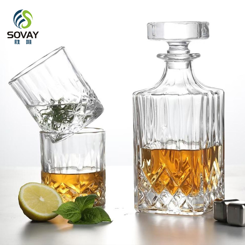 SW129N Hot Selling 700ml Screen Printed Whiskey Decanter Set with Rubber Stopper Best Price From China Factory for Tequila & Whisky