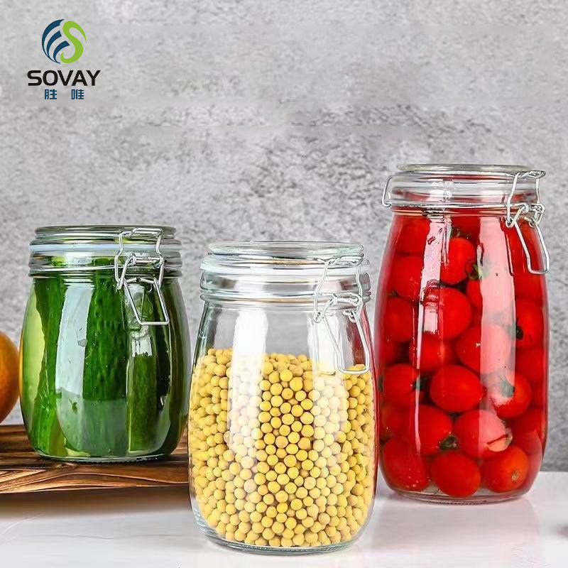 SG39N Wide-Mouth Food Airtight Sturdy Glass Canisters Dry Kitchen Storage Mason Glass Jars with Lid
