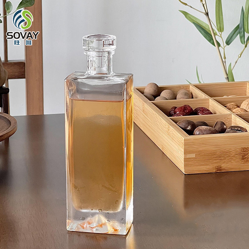 SW134 High-Quality Beautifully Designed Sealed Clear Brandy Tequila Glass Bottle for Spirits