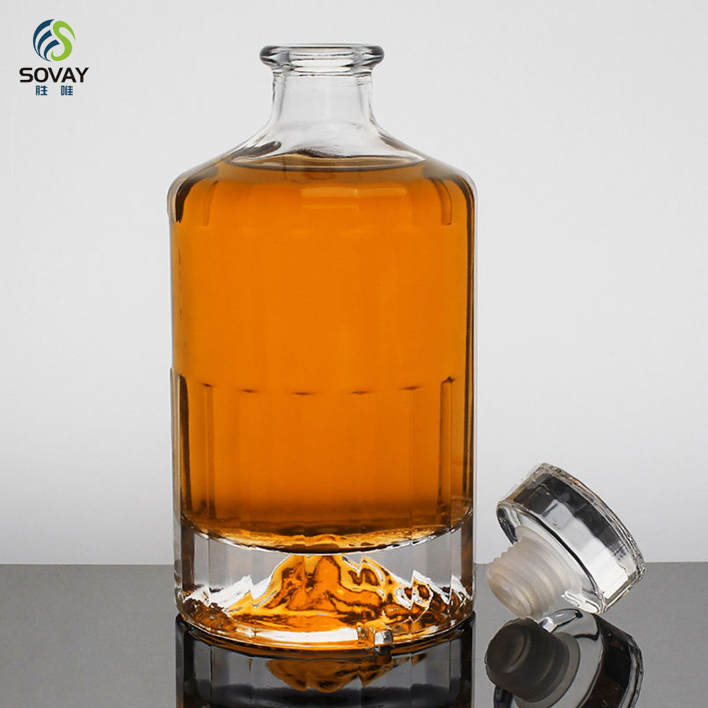 SW164 Cork Sealing Type Fancy Liquor Bottle 100ml 250ml 500ml 1000ml Reusable Glass Bottle for Vodka