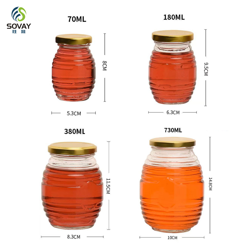 SG03 Empty 70ml 180ml 380ml 730ml Screw Glass Bee Storage Dispenser Jam Airtight Lid Bottle Pot Container Thread Beehive Honey Mason Jar