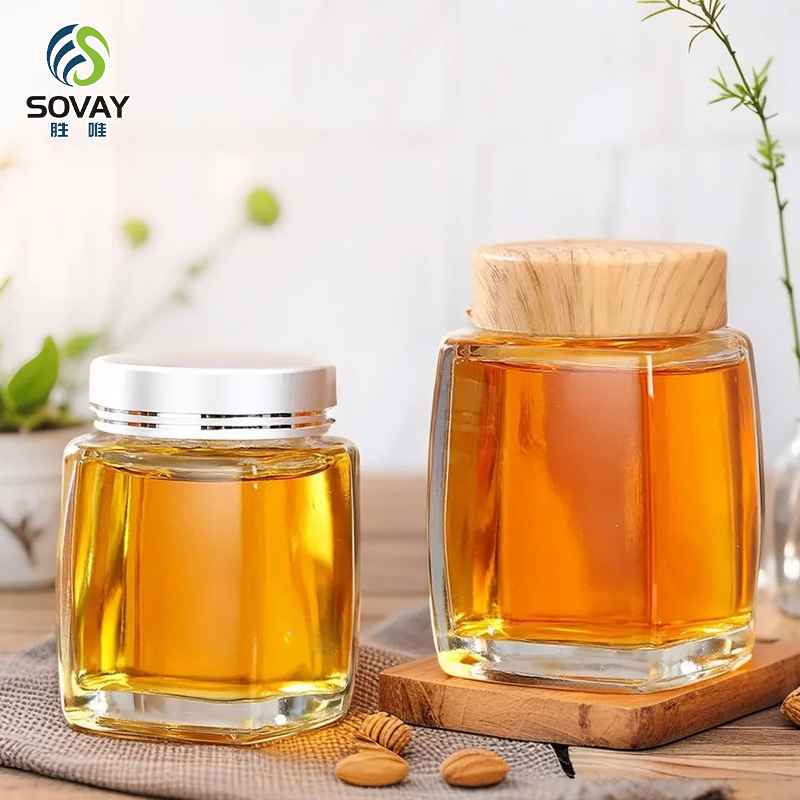SW46N 0ml 100ml 180ml 280ml 360ml 500ml 750ml Small Square Glass Jam Honey Jars with Lid Glass Storage Pickles Jar for Food