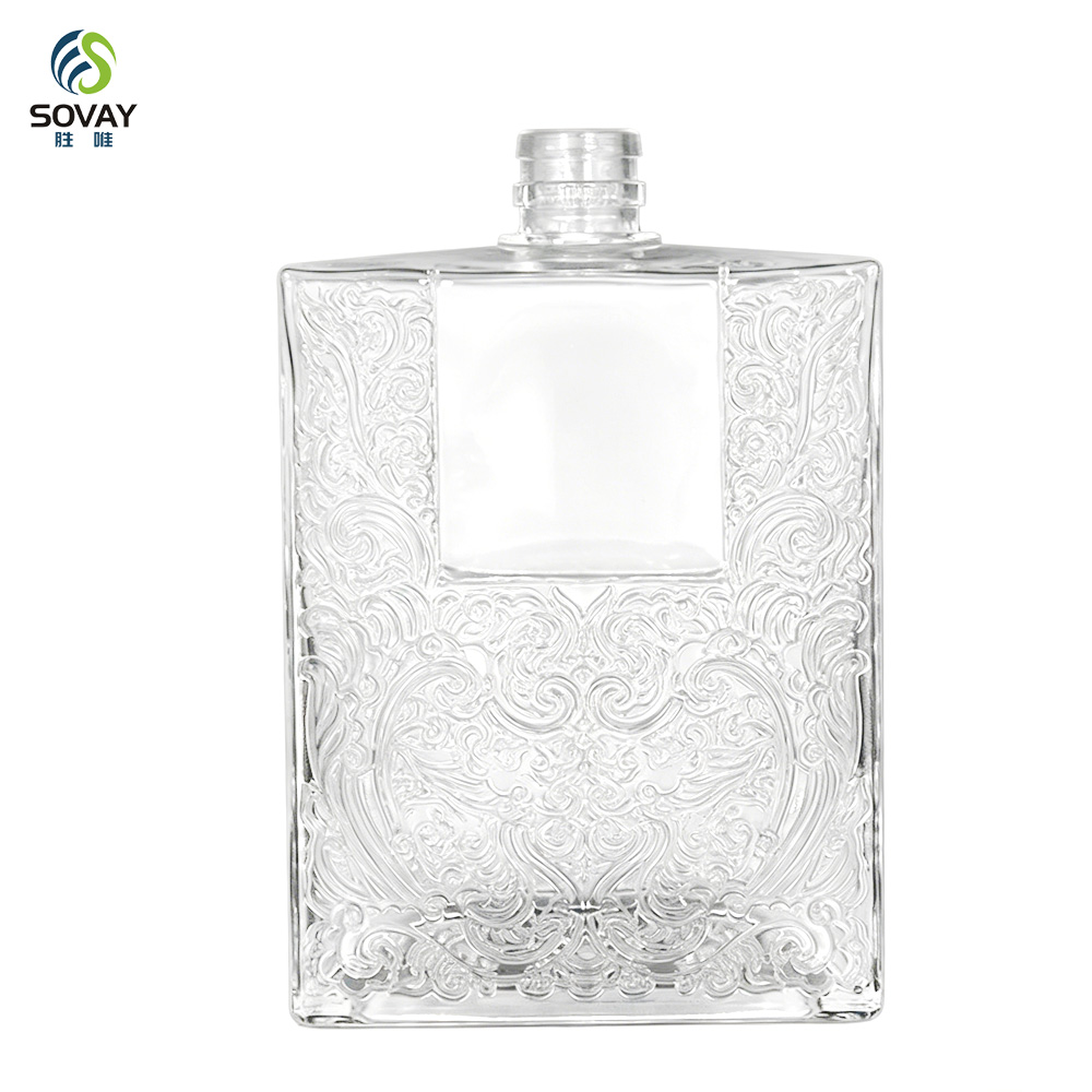 SW160 Wholesale Brandy Sake Whisky Rum Clear 500ml Square Empty Glass Liquor Wine Vodka Spirit Bottle with Cork Lid