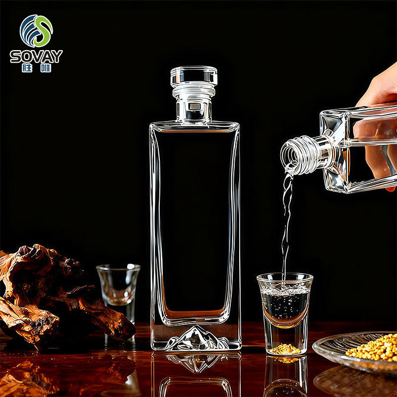 SW134 High-Quality Beautifully Designed Sealed Clear Brandy Tequila Glass Bottle for Spirits