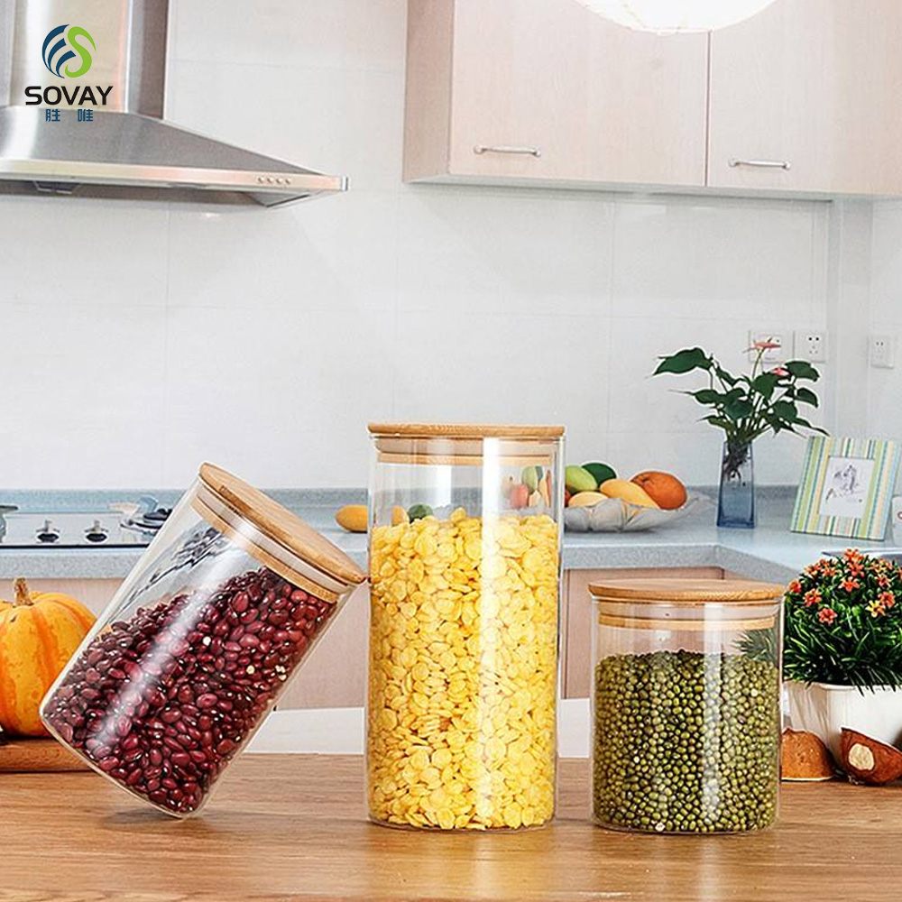 SG05 Borosilicate Glass Jars 2oz 3oz 4oz 5oz 6oz 10oz with Natural Bamboo Lid