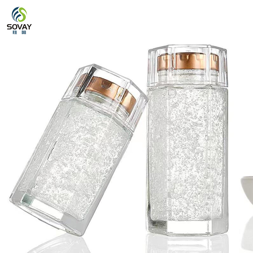 SG09 Wholesale Frost-Handled Bird's Nest Bottle Hexagonal Saffron Storage Jar Honey Glass Metal Cover Screw Cap Flat