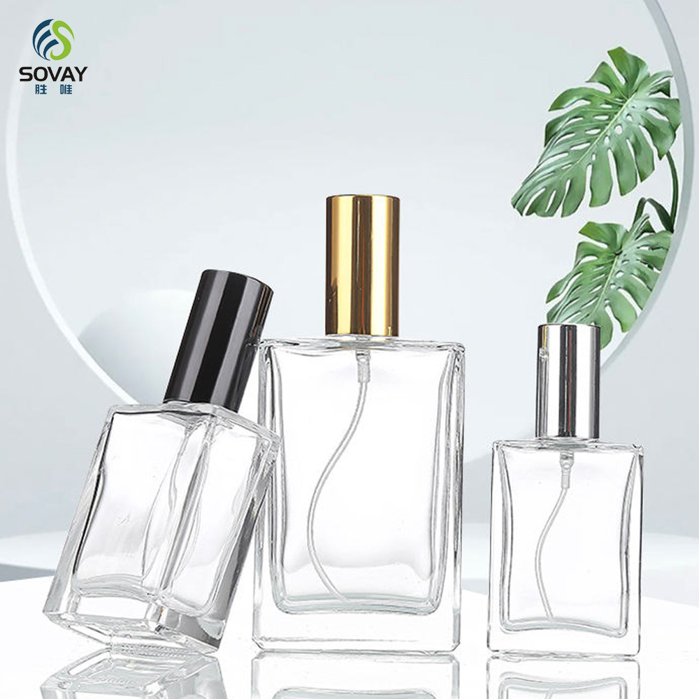 SP33N Square 30ml 50ml 100ml Luxury Empty Glass Spray Perfume Bottles Packaging Glass Bottle
