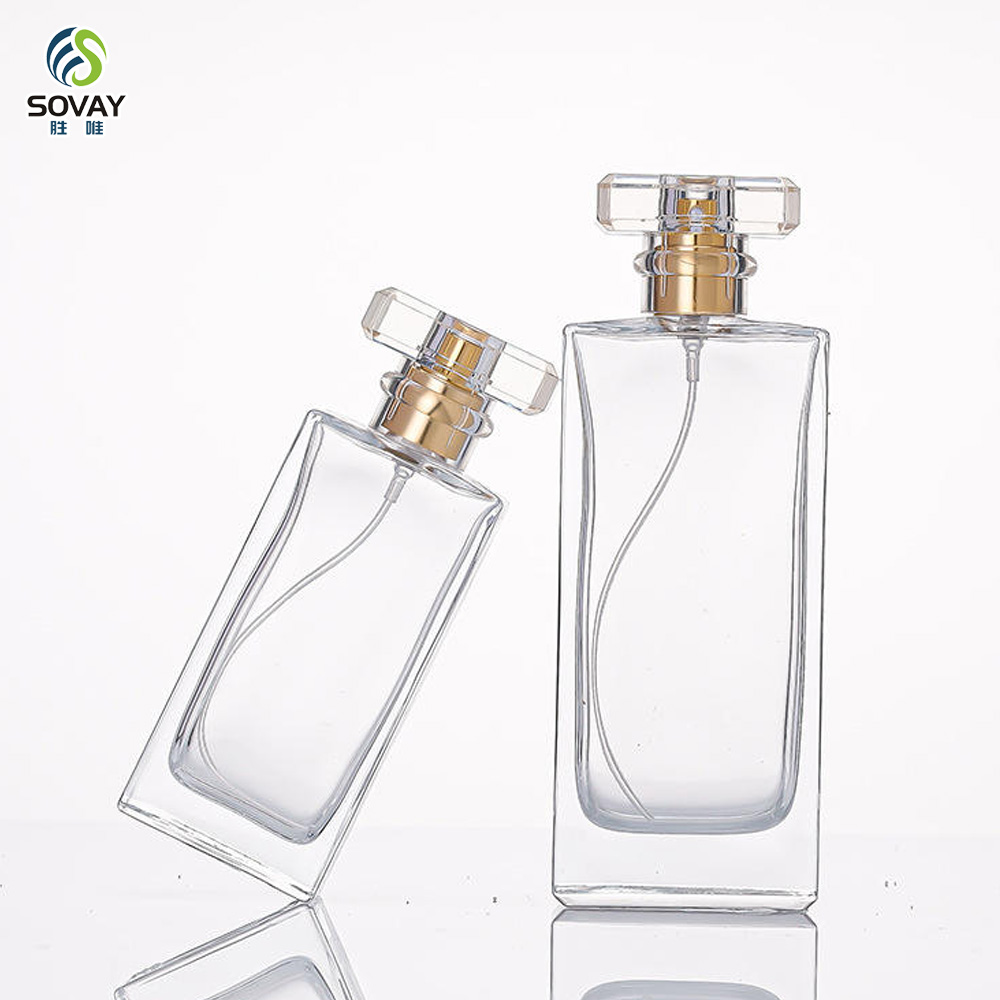 SP45 High Quality Clear Glass Spray Perfume Bottle Thick Bottom Square Empty 30ml 50ml 60ml 100ml Refillable Perfume Atomizer Bottle