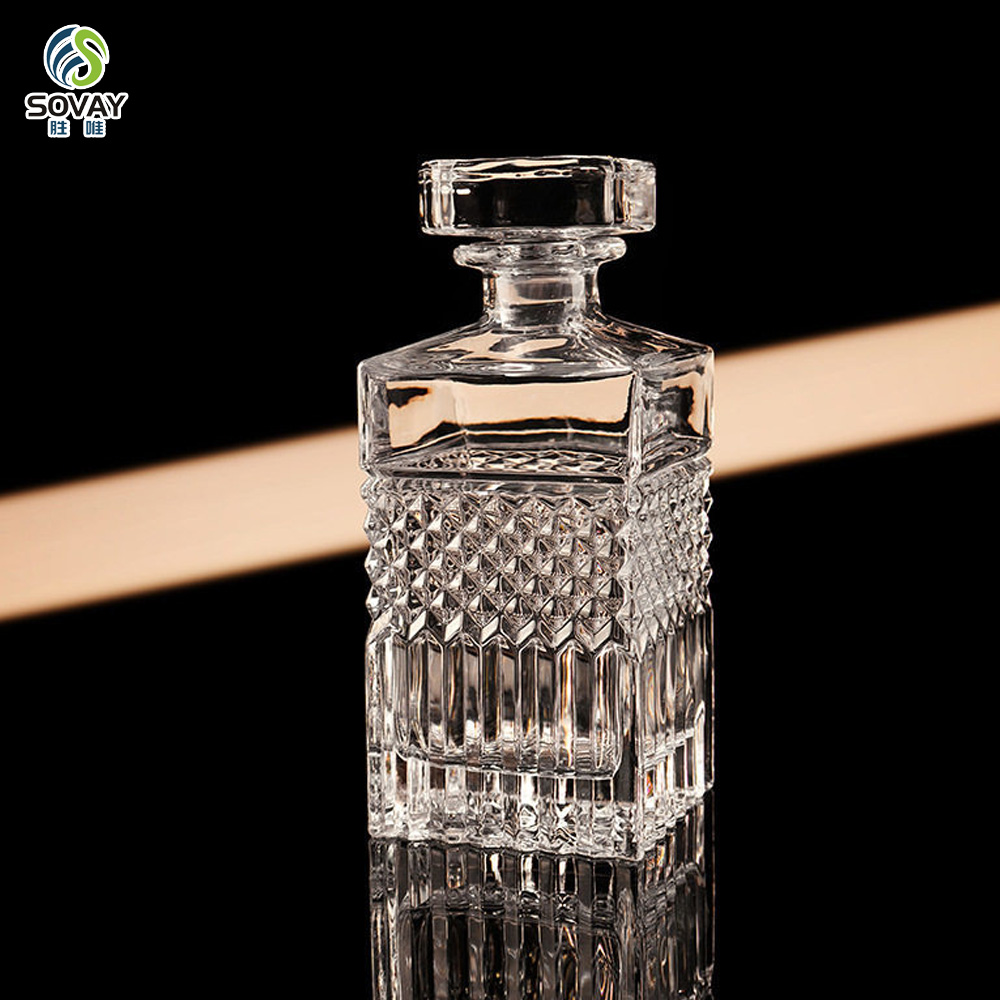 SW145N Wholesale 750ml Whiskey Decanter Crystal Lead Free Glass Whiskey Decanter with Round Glass Stopper