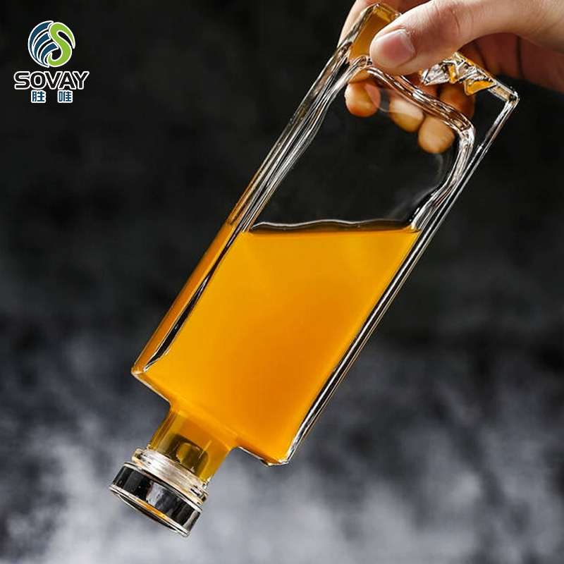 SW134 High-Quality Beautifully Designed Sealed Clear Brandy Tequila Glass Bottle for Spirits