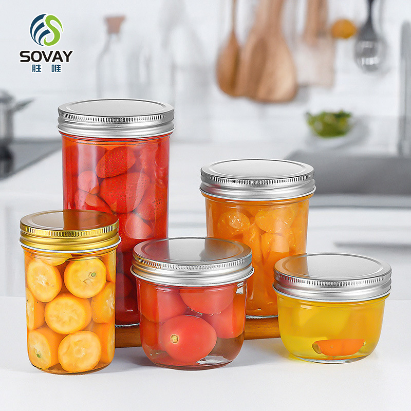 SG16 Wholesale Empty 100ml to 1000ml Wide Mouth Honey Jam Storage Glass Jar Pickle Food with Screw Cap
