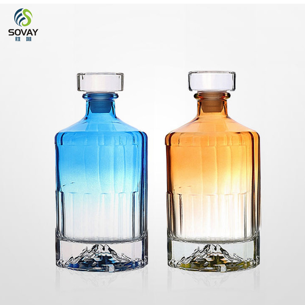 SW164 Cork Sealing Type Fancy Liquor Bottle 100ml 250ml 500ml 1000ml Reusable Glass Bottle for Vodka