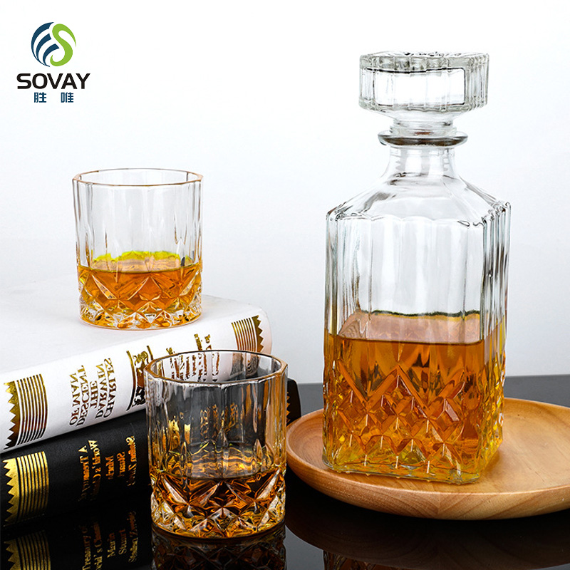 SW129N Hot Selling 700ml Screen Printed Whiskey Decanter Set with Rubber Stopper Best Price From China Factory for Tequila & Whisky