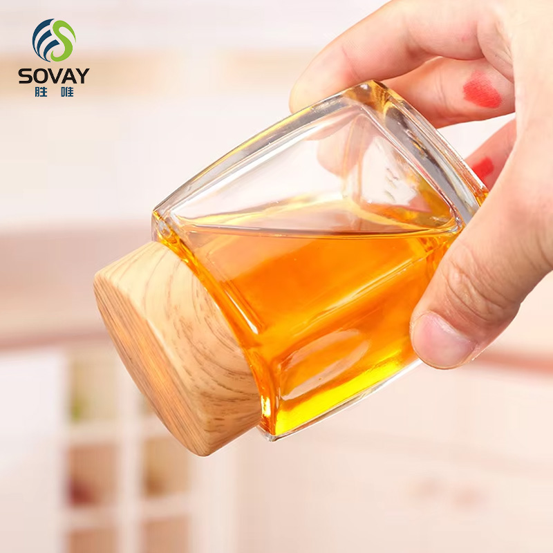 SW46N 0ml 100ml 180ml 280ml 360ml 500ml 750ml Small Square Glass Jam Honey Jars with Lid Glass Storage Pickles Jar for Food