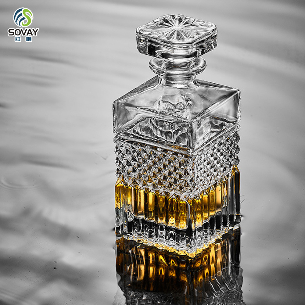 SW145N Wholesale 750ml Whiskey Decanter Crystal Lead Free Glass Whiskey Decanter with Round Glass Stopper