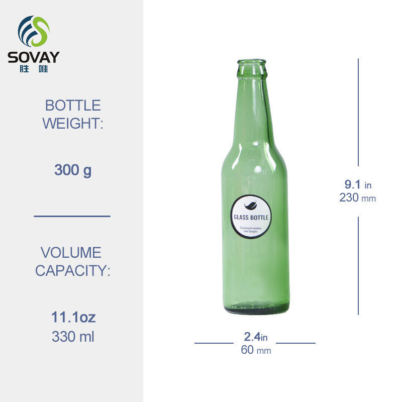 SB07N Factory Wholesale Custom Empty 330ml Green Clear Brown Amber Glass Beer Bottle