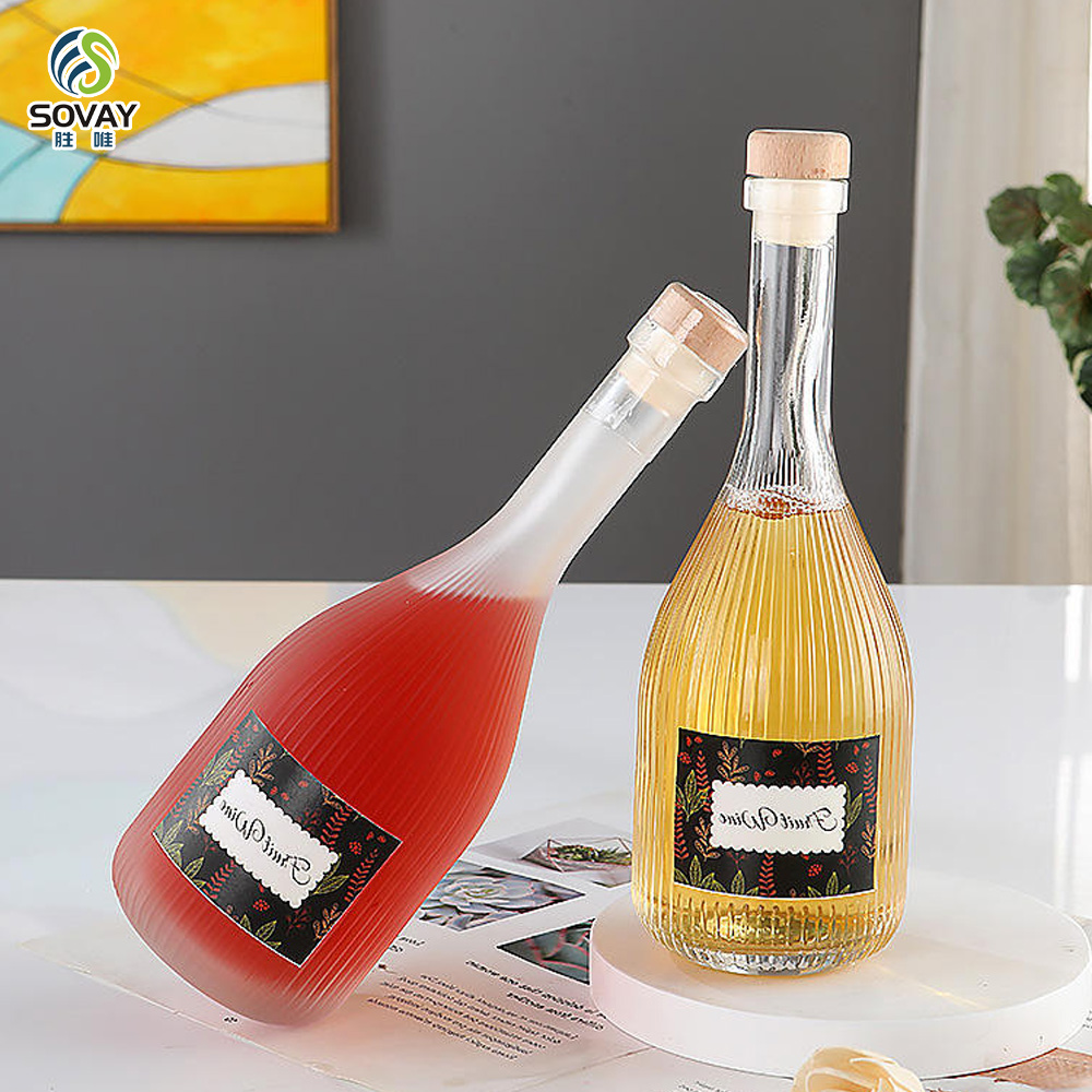 SW137 Factory Direct New Exquisite Craft Crystal Stripes Carved Window Sealing Red Wine Wine Bottles Glass Bottles