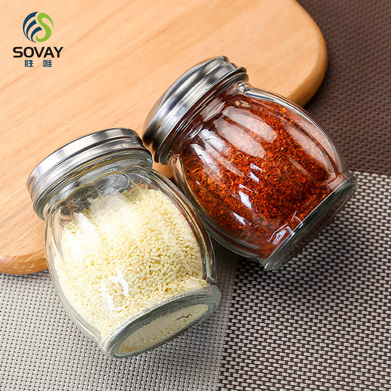 SG57N 6 Ounce Rippled Glass Spice Salt and Pepper Cheese Swirl Shaker with Perforated Top Stainless Steel Lid Restaurant Shakers