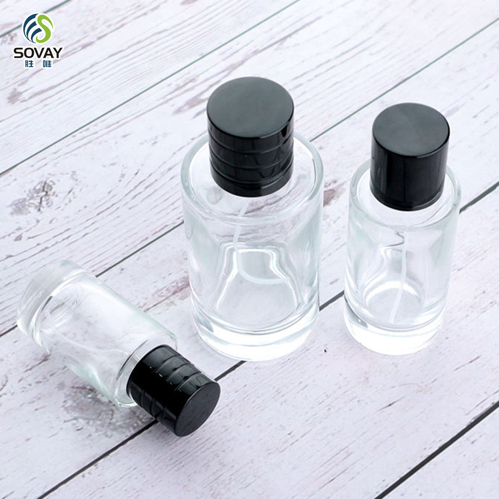 SP23 Luxury Custom 25ml 50ml 100ml Clear Frosted Cylinder Empty Spray Glass Perfume Bottle with Packaging Box