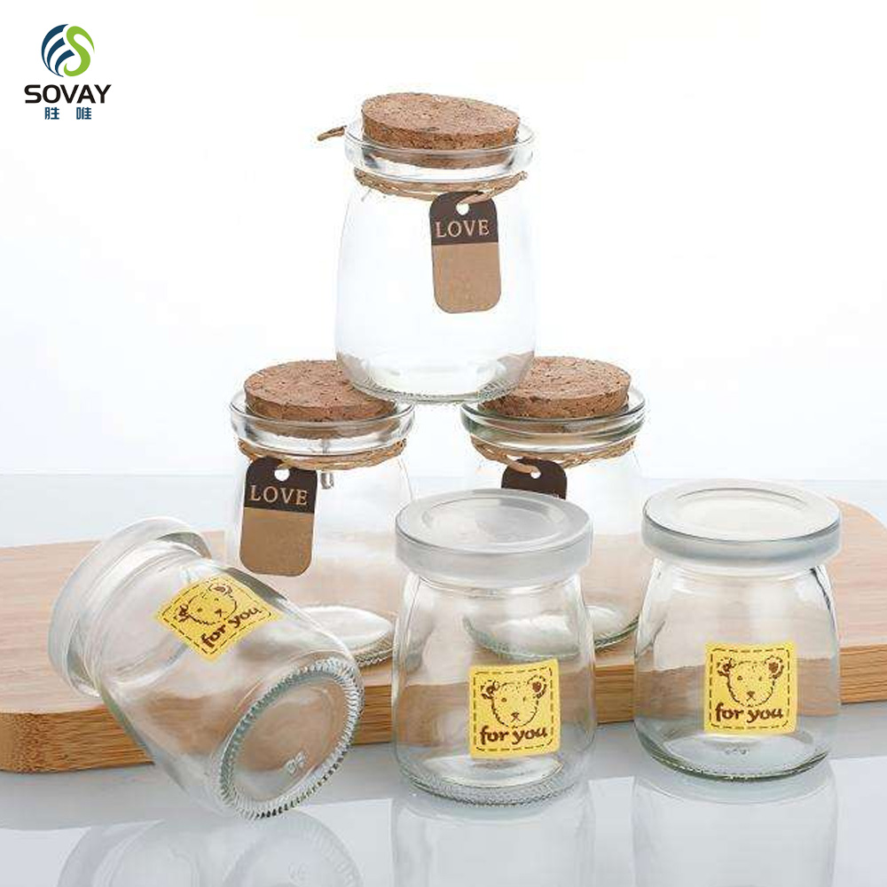 SG64N Empty Yogurt Container Glass Cookie 100ml 150ml Pudding Packaging Coconut Pudding Cream for Curling Hair Pudding Jar 200 Ml