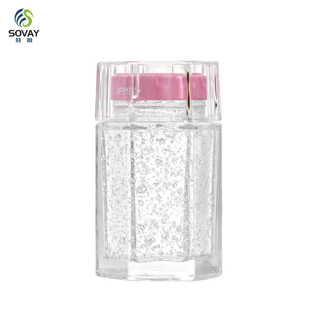 SG09 Wholesale Frost-Handled Bird's Nest Bottle Hexagonal Saffron Storage Jar Honey Glass Metal Cover Screw Cap Flat