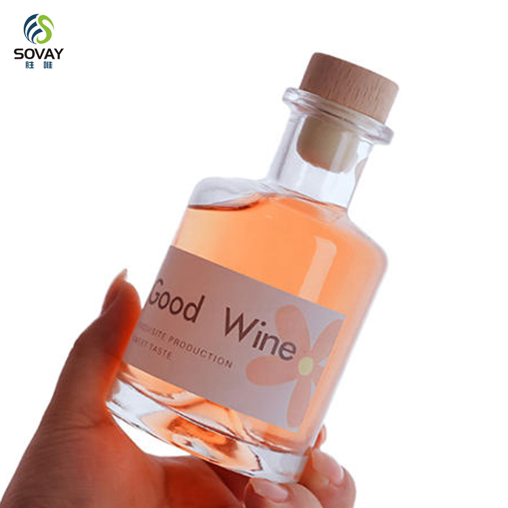 SW141N Free Sample 50ml 100ml 170ml 200ml 250ml Glass Wine Bottle for Juice Vodka Champagne Visky Whisky Liquor Bottle Mini Empty Bottle with Wood Cork